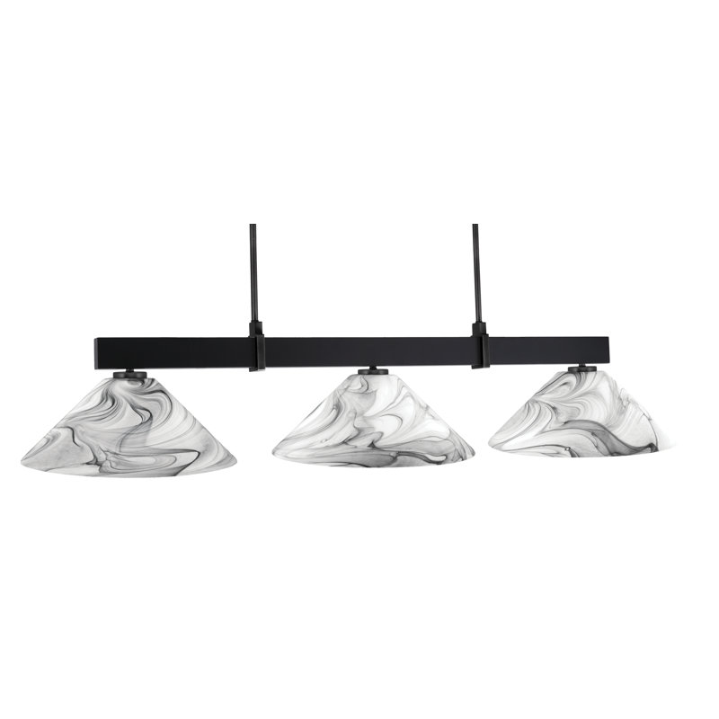 Bar 3 lumières Raheemah Wellington, Noir / blanc, Noir mat, H 10,75 po x l 16 po x P 16 po