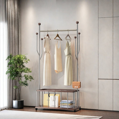 Stainless Steel Coat Rack with Saddle Leather