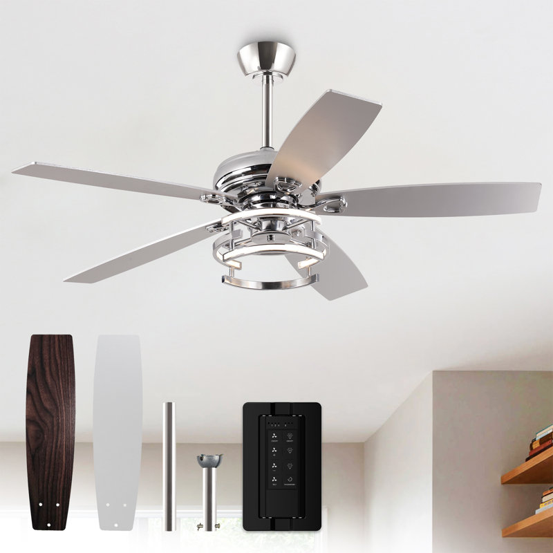 Ventilateur de plafond à DEL à intensité variable de 52 po 3 CCT avec télécommande, pales à double face, moteur à courant continu réversible à 6 vitesses, minuterie