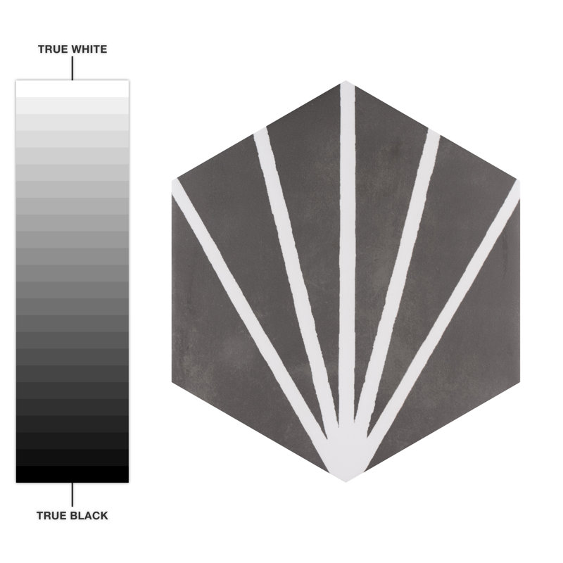 Horizon Dawn 7-3/4" x 9" Porcelain Patterned  Wall and Floor Tile, Nero