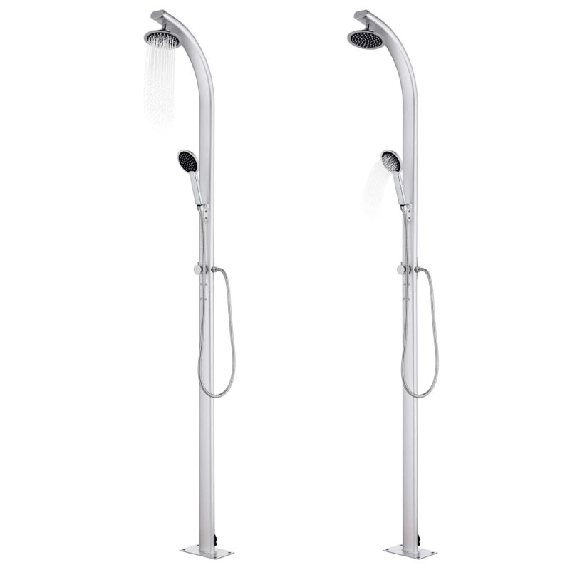 Judkins 220cm H Metal Freestanding Outdoor Shower and Footwash Spout, Grey