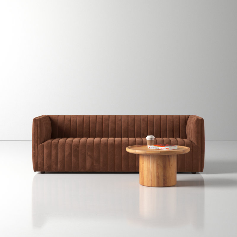 Brandt Tufted Velvet Sofa, Surrey Auburn, 26.5" H x 97" W x 35" D