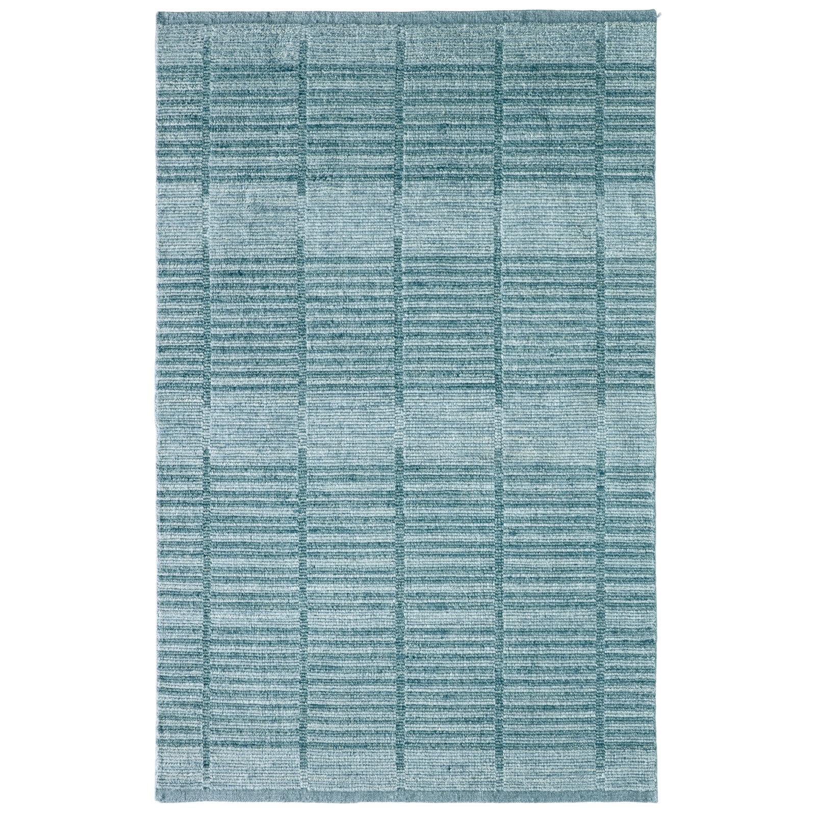 Nona Blue Hand-Woven Geometric Rug, Blue, Square 1'6"