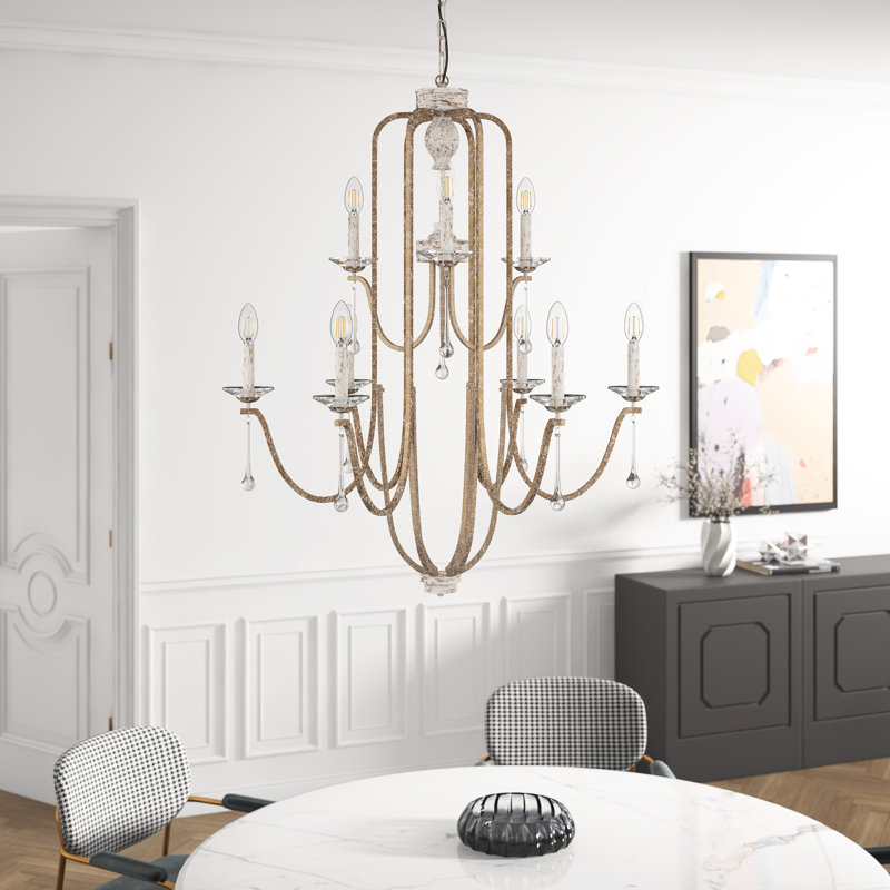 Luminaire lustre rustique de style campagnard à 9 lumières Calhan
