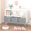 Bibliothèque avec tiroirs en tissu pliants, présentoir pour bibliothèque, rangement pour jouets, blanc / gris