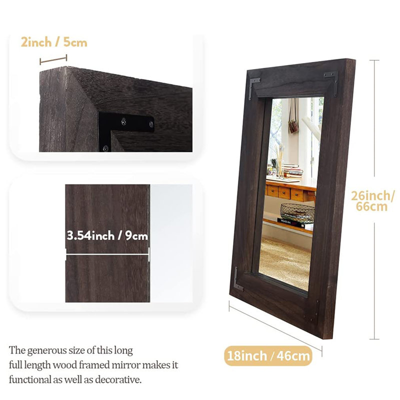 Forbell Wood Wall Mirror, Black, 26" x 18"