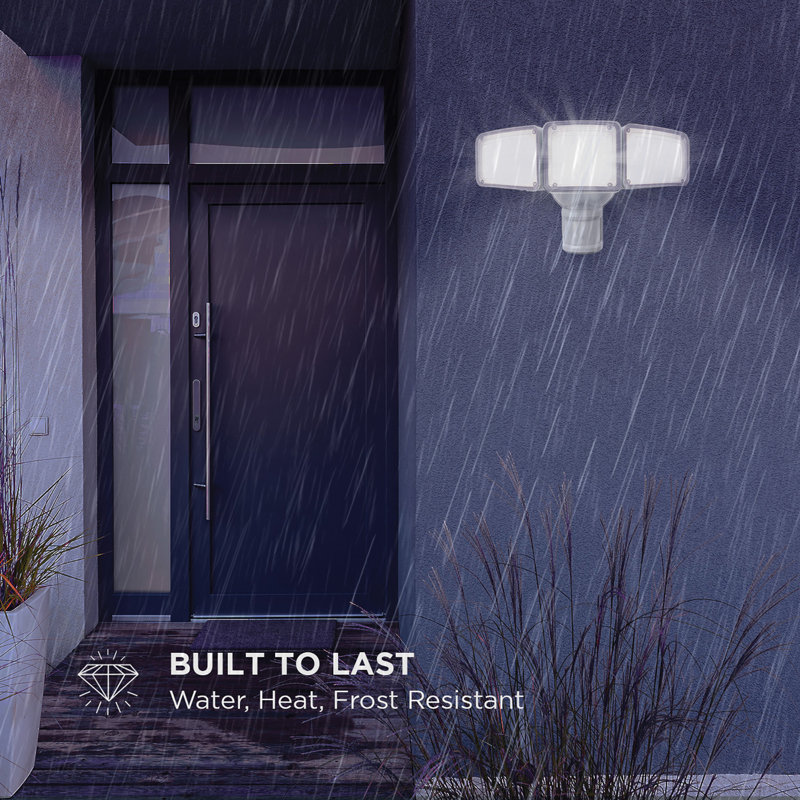50 Watt 3 - Head LED Dusk to Dawn Outdoor Security Flood Light with Motion Sensor and Timer