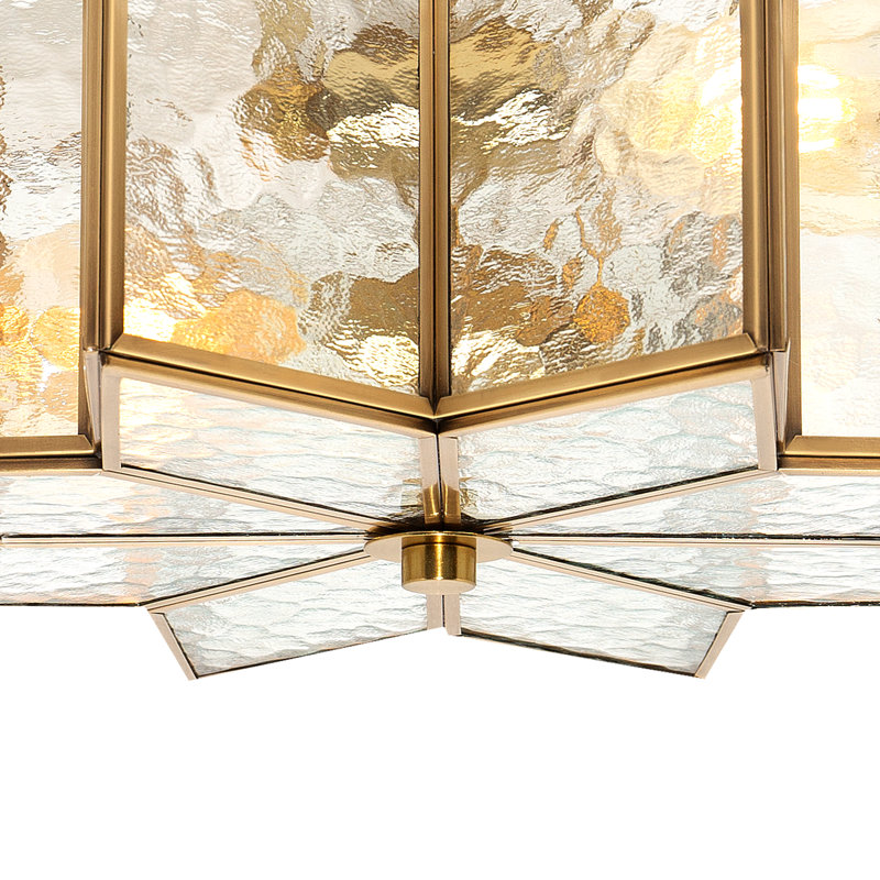2 - Light 41cm Unique/Statement Star Semi Flush Mount Light, Brass Dust