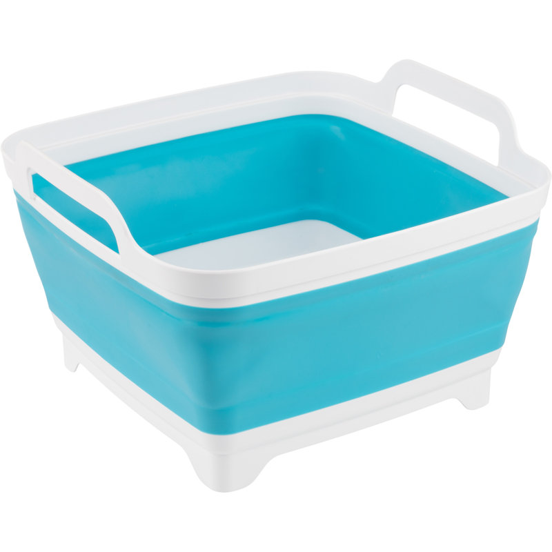Lavabo avec bonde pliable 9L avec bonde pour le camping, la lessive ou la vaisselle Wakeman, Bleu