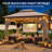 12'x10' Outdoor Gazebo with Curtain & Mosquito Netting, Beige Heavy-Duty Party Tent with Double Roof, Patio Tent with Zipper Screens Backyard Garden Lawn Shelter