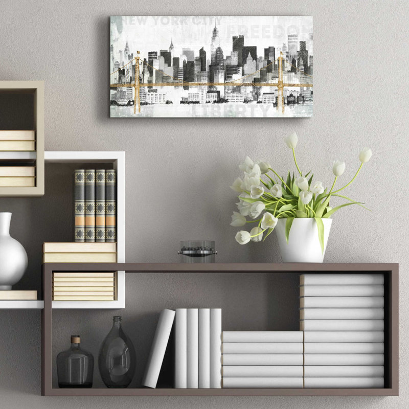 «New York Skyline II» par Avery Tillmon, art mural en verre acrylique, H 12 po x l 24 po x P 0,2 po