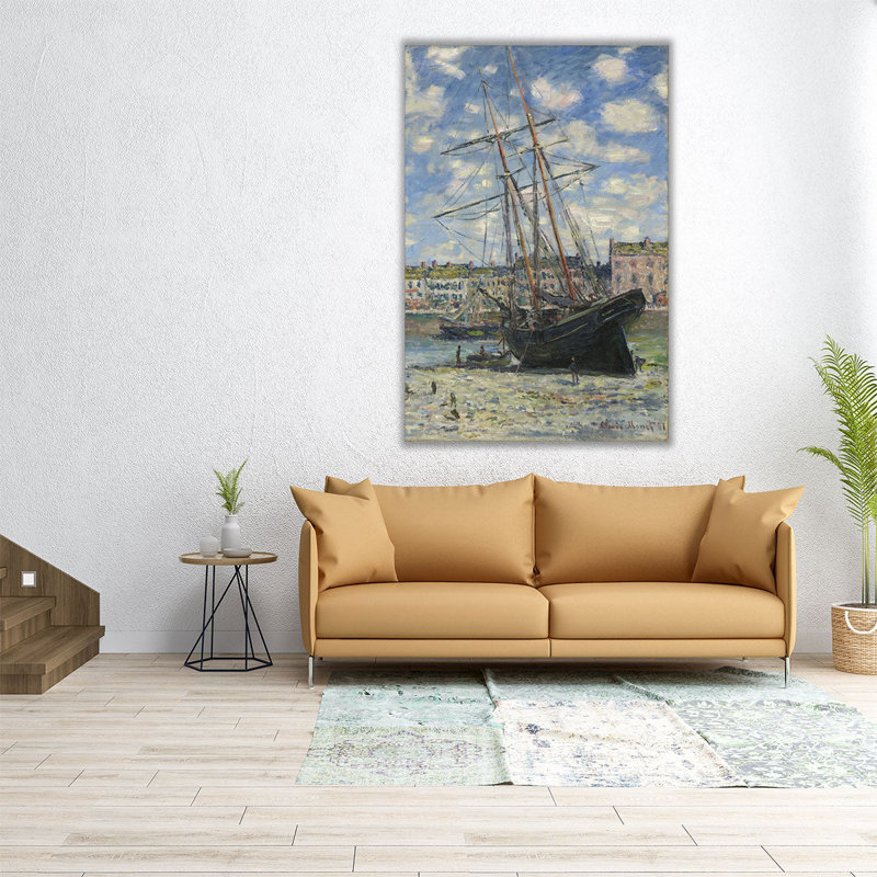 Bateau couché à marée basse, 1881 - reproduction d'art sur toile, H 24 po x l 16 po