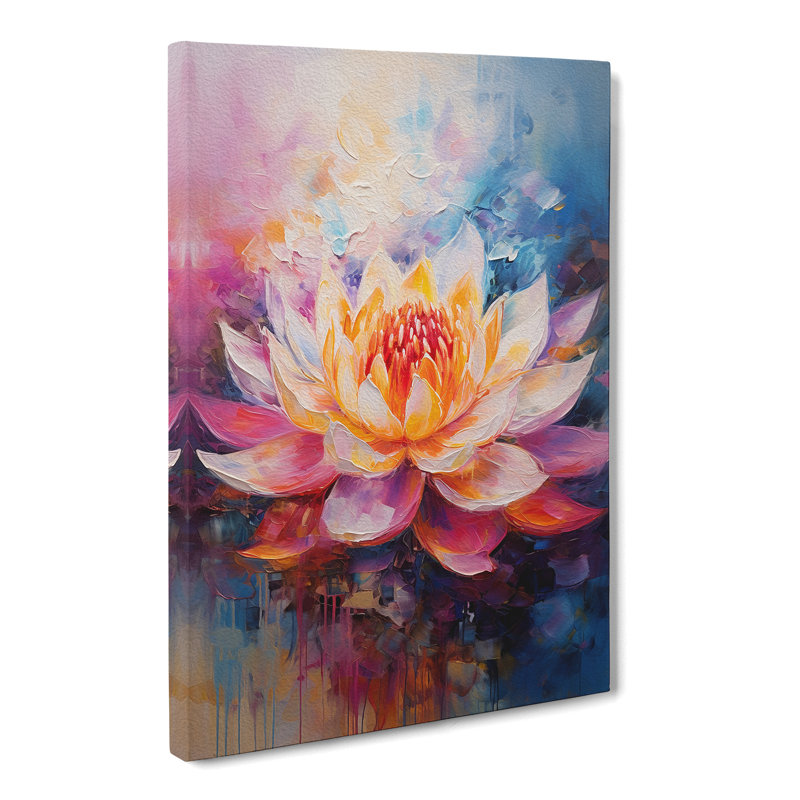 Lotus Flower Gestural Art No.3 - Wrapped Canvas, 60cm H x 40cm W x 3cm D