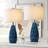 24.75" Modern Ceramic Table lamp, Blue Embossed Bedside Lamp Table Lamps for Living Room Bedroom