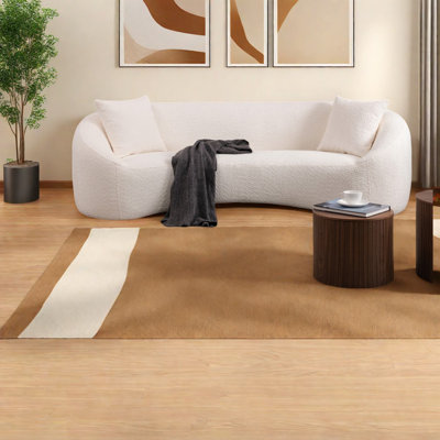 Canapé incurvé moderne de qualité supérieure, rembourré en bois massif blanc, salon 3 places