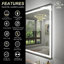Miroir de salle de bain / de salle de bain anti-buée à DEL certifié Aevar avec garantie de 3 ans UL-2070940633