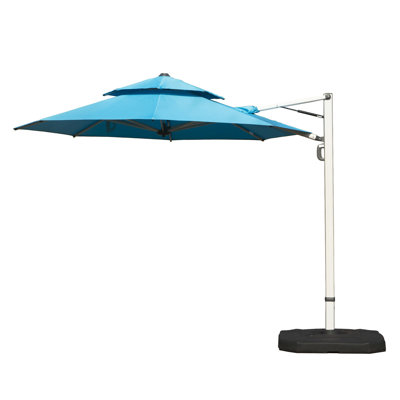 ° Parasol en porte-à-faux rotatif en aluminium pour patio - Protection solaire élégante en bleu lac