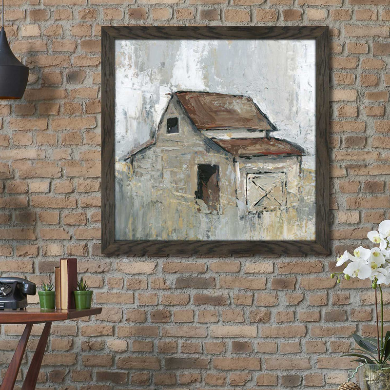 «Barn at Midday», reproduction de peinture acrylique encadrée, H 33,5 po x l 33,5 po x P 0,75 po