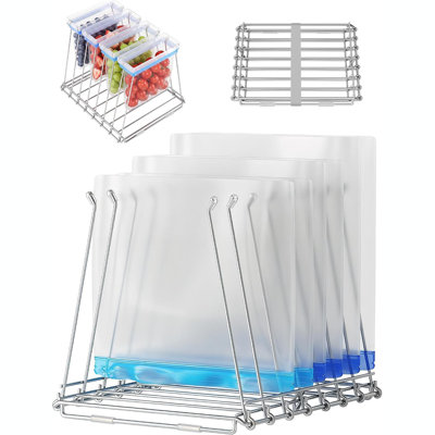 2-in-1 Bag Drying Rack & Holder for Ziplock Bag, Foldable