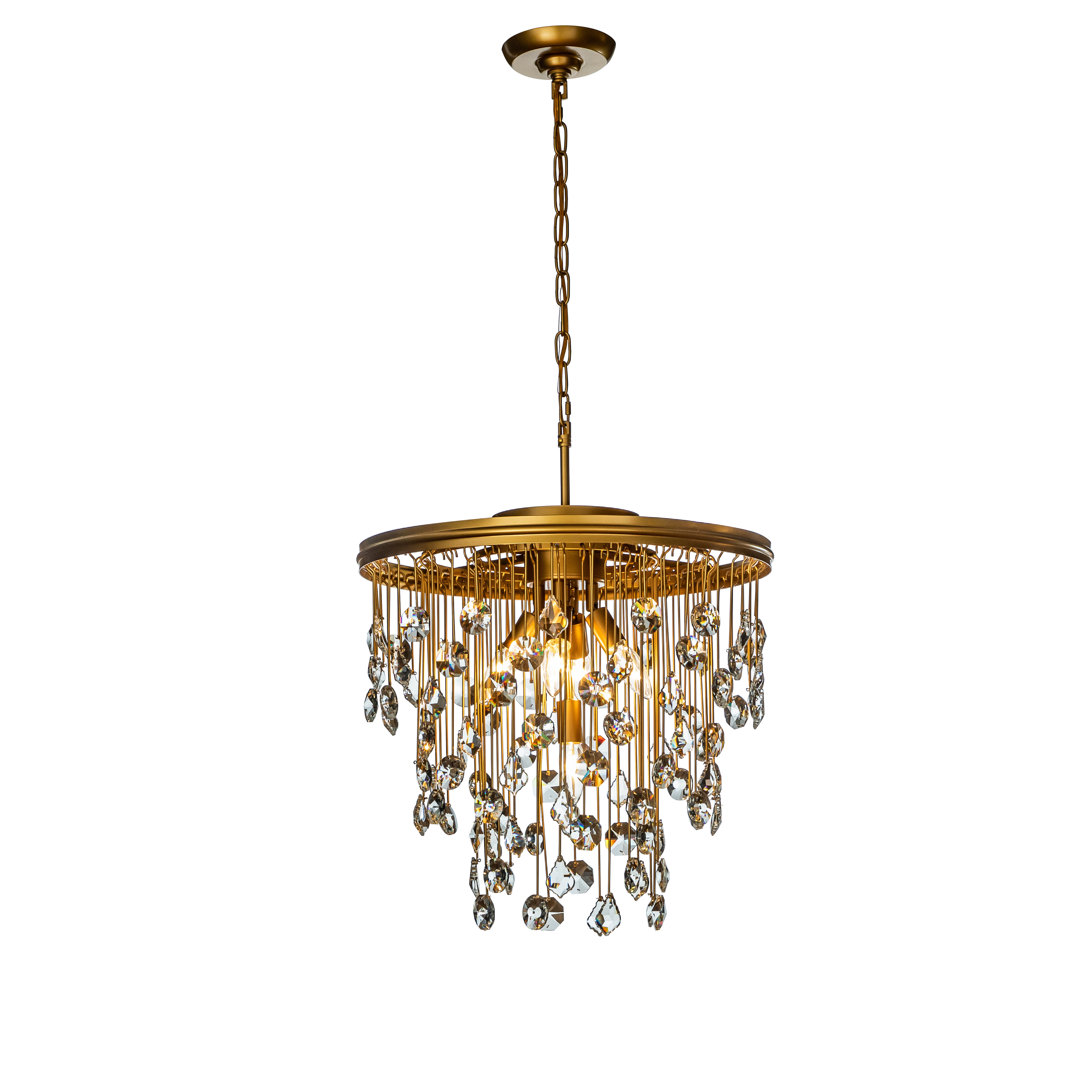 Gohar 4-Light Unique/Statement Round Coastal Capiz Shell Chandelier with Natural Seashell Accents Mercer41