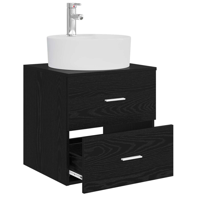 Single Bathroom Vanity with Ceramic Basin, Black