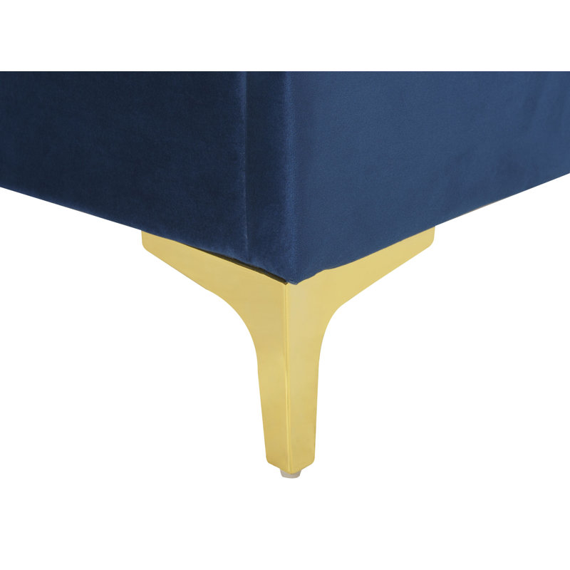 Rajmund Upholstered Bed, European Kingsize (160 x 200cm), Navy Blue