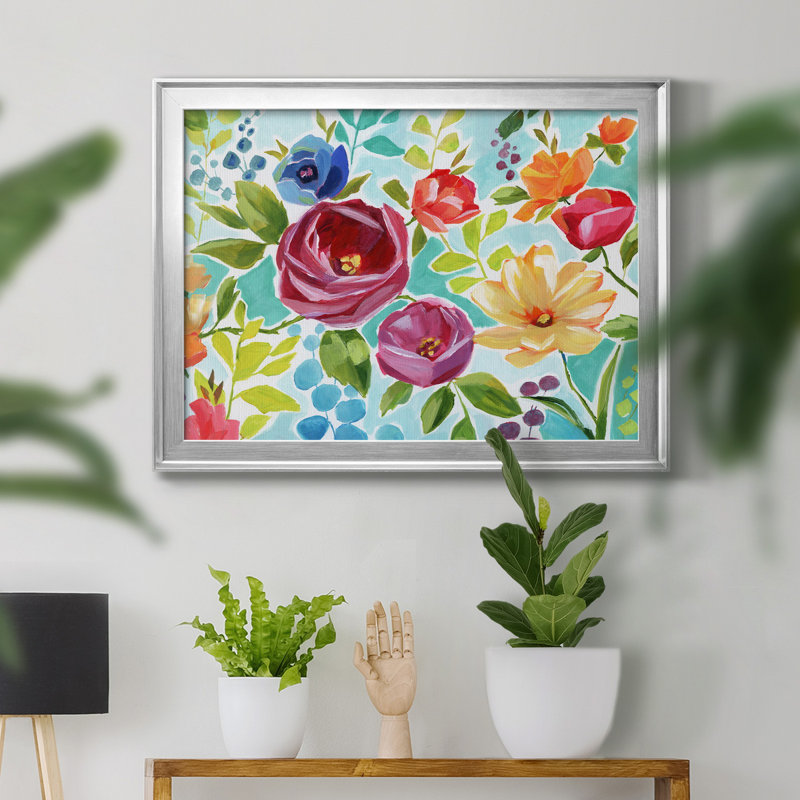 Modern Garden IV - peinture encadrée, H 26,5 po x l 36,5 po x P 1,5 po, Toile avec cadre argenté, Pas de tapis