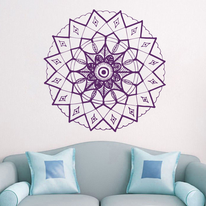 Adhésif décoratif mandala yoga, H 20 po x l 22 po, Violet