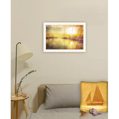 Art mural encadré jaune pour bateaux, décor de la maison par Bluebird Barn
