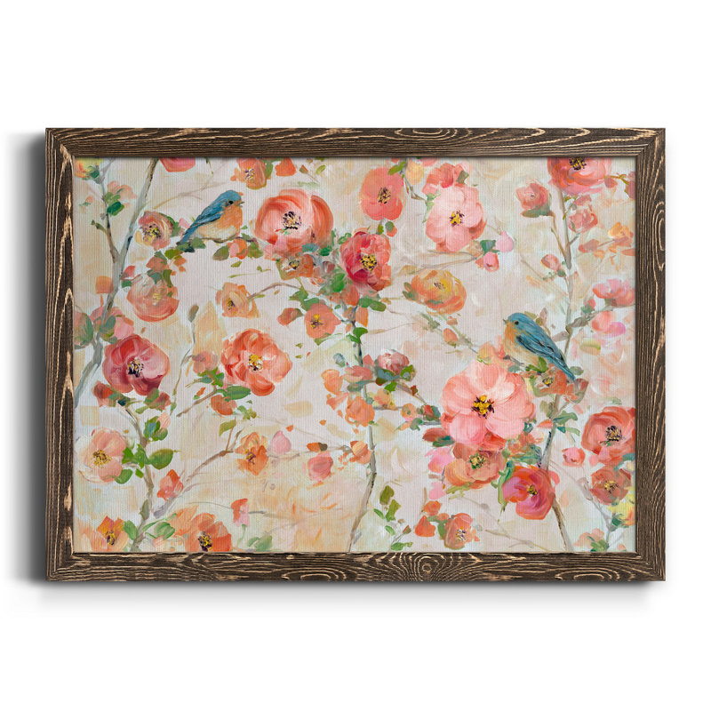 Bluebirds and Blossoms - Peinture sur toile encadrée, Noyer, H 37,5 po x l 27,5 po x P 1,5 po