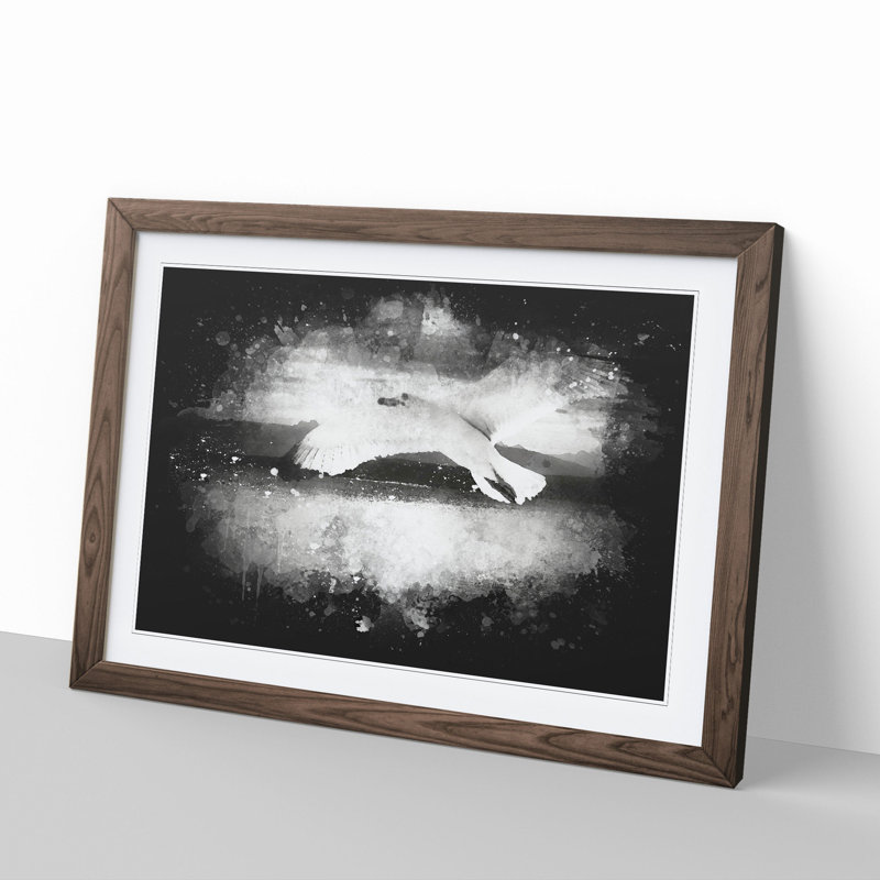 Seagull in Flight Vol.2 Paint Splash - Picture Frame Graphic Art, 65cm H x 90cm W x 2cm D, Walnut