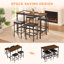 Ensemble de table de salle à manger 5 pièces de style pub, table de pub de style industriel, 4 chaises de bar en cuir PU, brun rustique, l 47,2 po x l 23,6 po x H 35,4 po