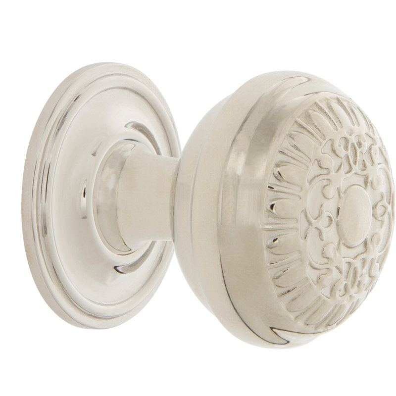 Egg and Dart 1 3/8" Diameter Round Knob, Polished Nickel