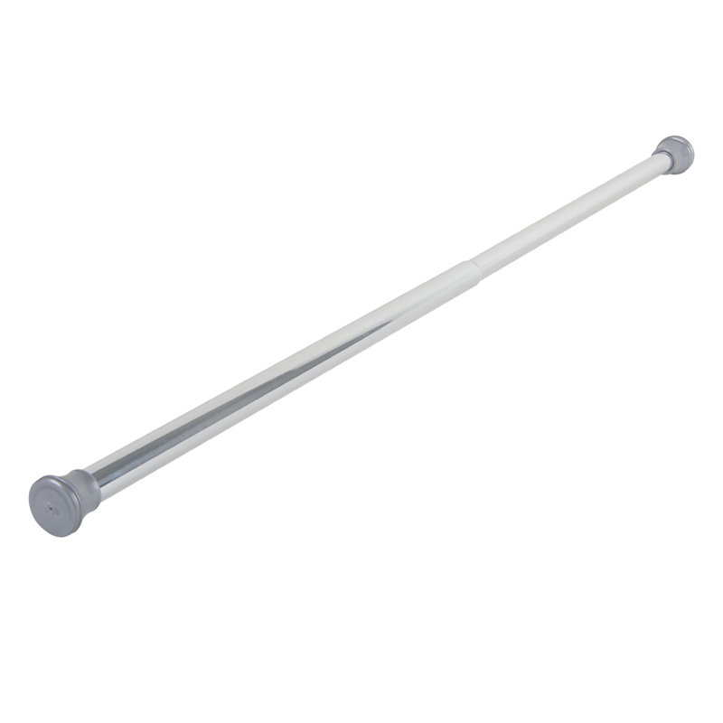 Adjustable Chrome Aluminum Tension Shower Curtain Rod with PVC End Caps