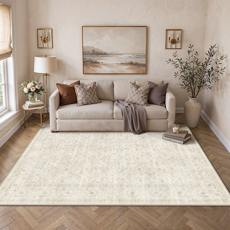 Tapis oriental GRANDA, Blanc cassé / blanc, Rectangle 3 pi x 5 pi