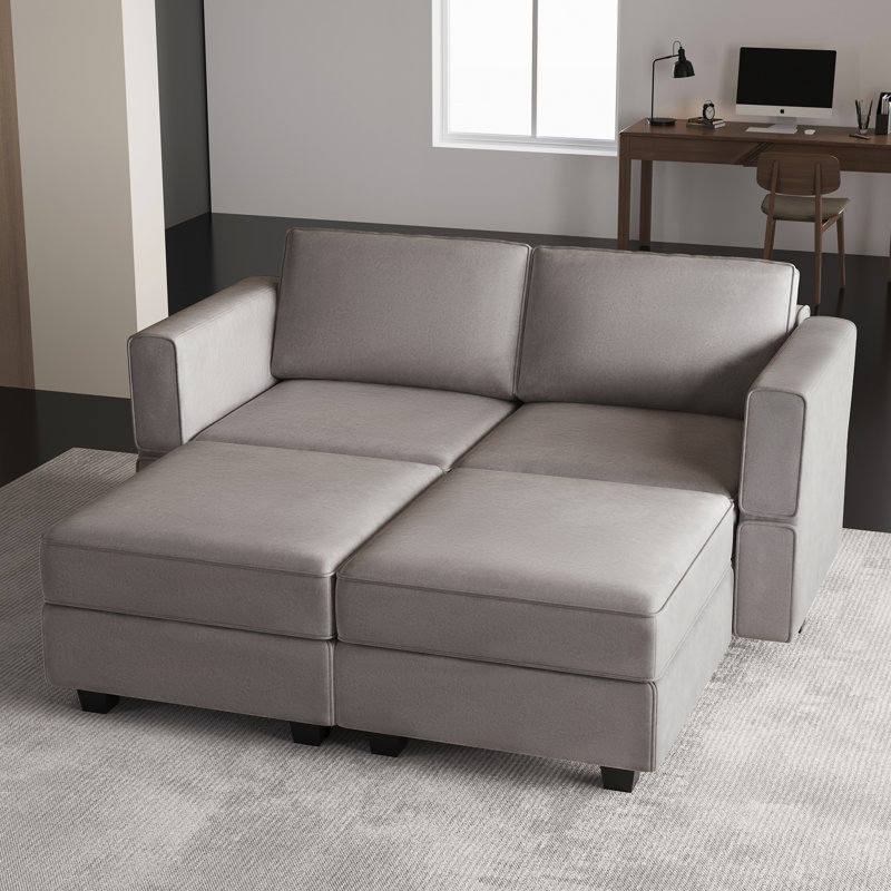 Canapé modulaire avec rangement 63,8 po Nakash, Velours gris