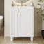 Meuble-lavabo à cadre en bois massif 24 po avec lavabo simple et tablettes latérales ouvertes-114299961