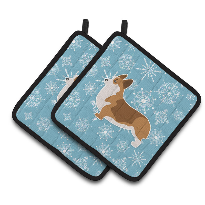 Cuisinier poignée corgi en flocons d’hiver east urban home