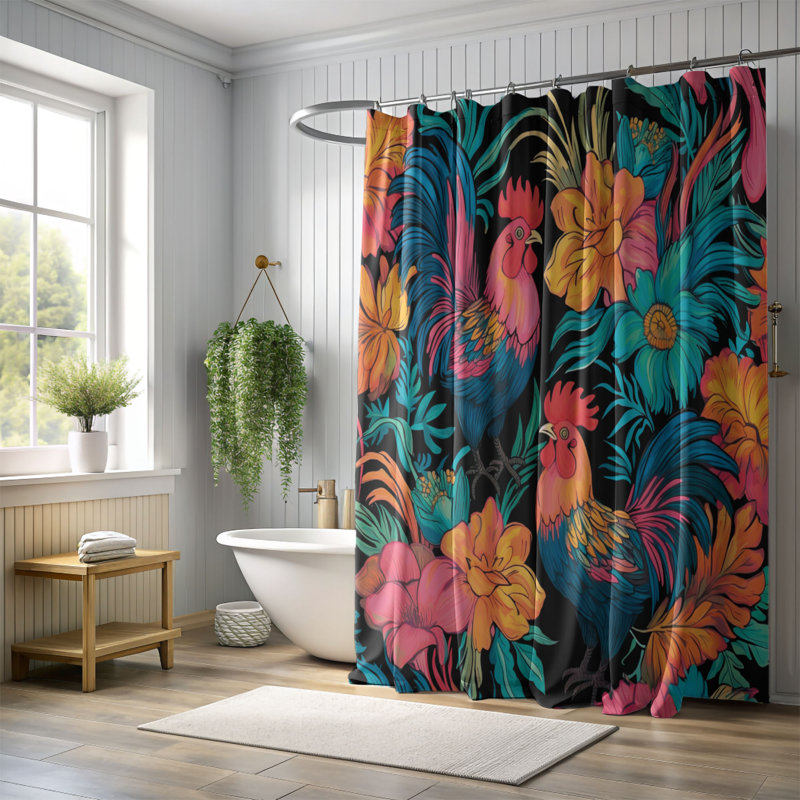 Rideau de douche 1 pièce, H 74 po x l 71 po