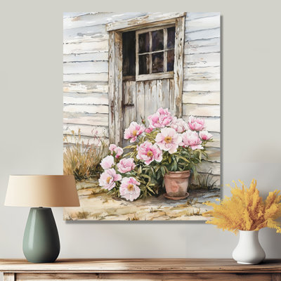 Pivoines par la grange laiteuse II - reproduction d'art traditionnelle en métal, pivoines, décoration murale en métal
