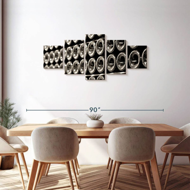 Vintage Wine Bottles, 30" H x 68" W