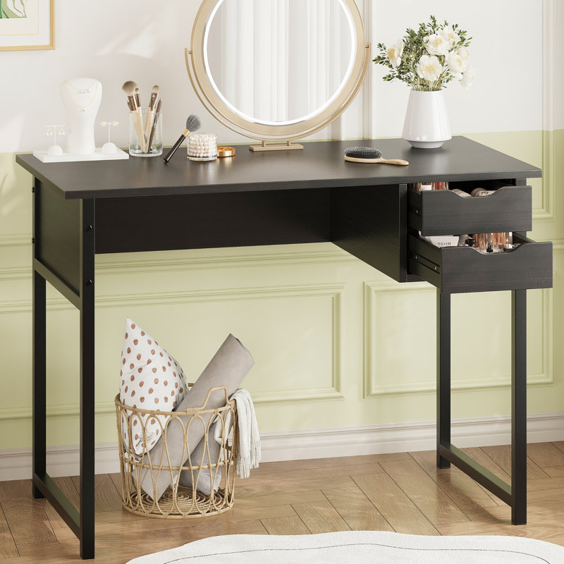 Petit bureau d'ordinateur avec bureau à tiroirs pour petits espaces, bureau d'écriture pour bureau de 39,4 pouces, bureau d'ordinateur de style moderne simple pour chambre à coucher