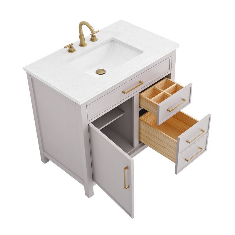 Wenniah 36" Single Vanity, Taupe/Brushed Bronze