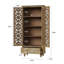 Vaisselier en bois sculpté de 70,5 po de hauteur avec portes ajourées, 3 tablettes et tiroir