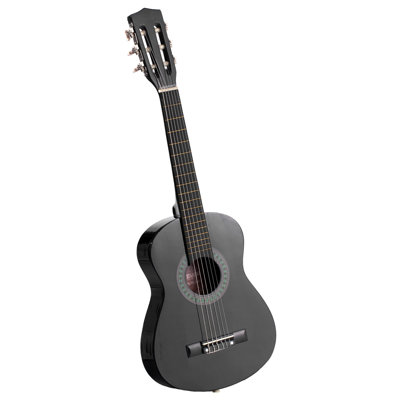 Guitare classique, 30 pouces, trousse de démarrage en bois pour débutants, avec cordes en nylon, housse, sangle, accordeur, cordes supplémentaires, médiators, capo, tilleul, pour enfants, filles, garçons, étudiants, noir