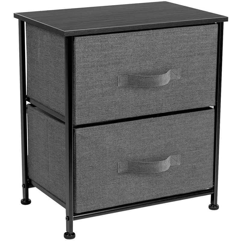 Caroline Modern Black Metal 2-Drawer Nightstand