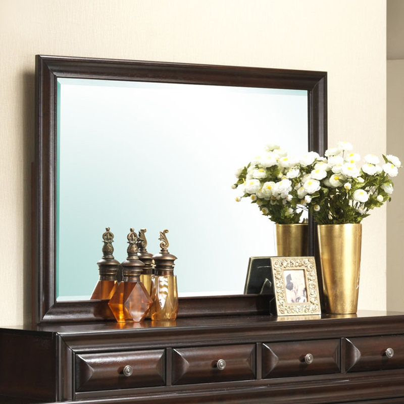 East Bay Solid And Engineered Wood Flat Dresser Mirror, Cappuccino