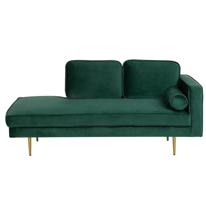 Dan Velvet Chaise Lounge, Green, Right Hand Facing