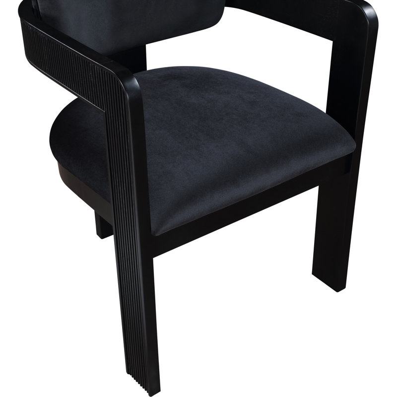 Chaise rembourrée Sacha Frink, Velours noir, Noir