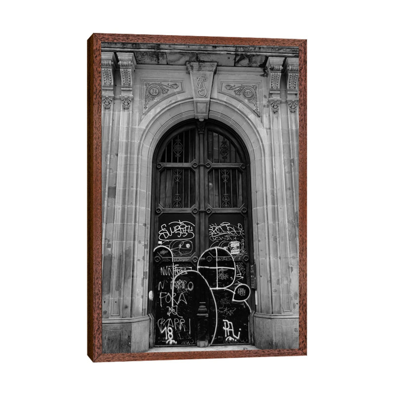 Barcelona Doors II by Bethany Young - Print on Canvas, 66.04cm H x 45.72cm W x 3.81cm D, Classic Brown Wood Framed